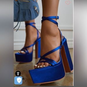 High heel shoes beautiful blue